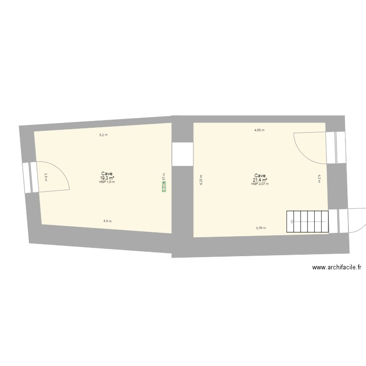 Maison Actuelle. Plan de 2 pièces et 41 m2