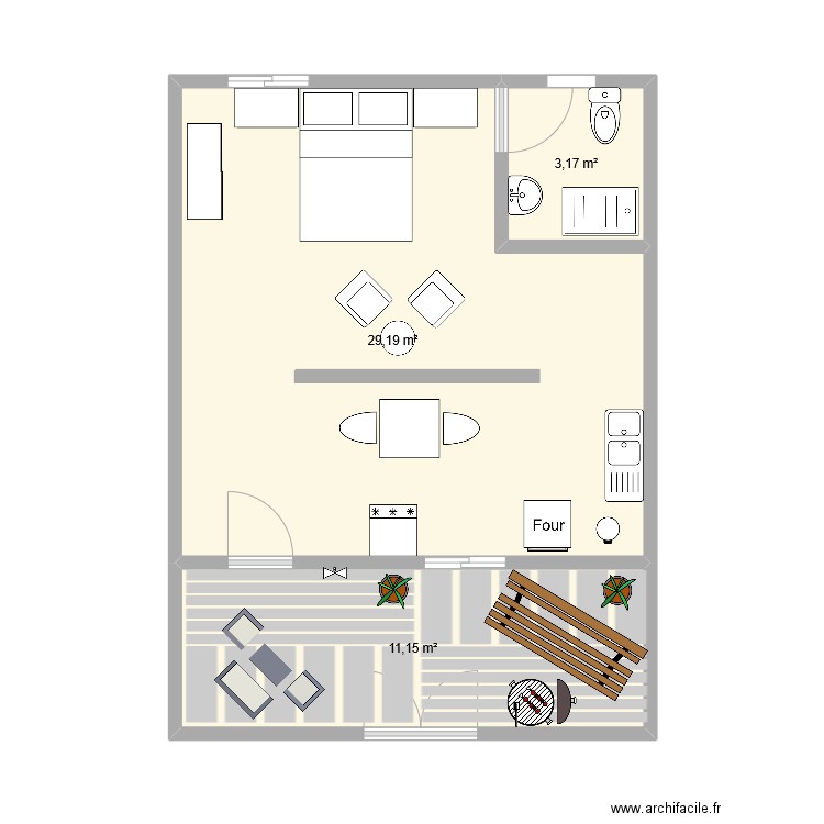 studion . Plan de 0 pièce et 0 m2