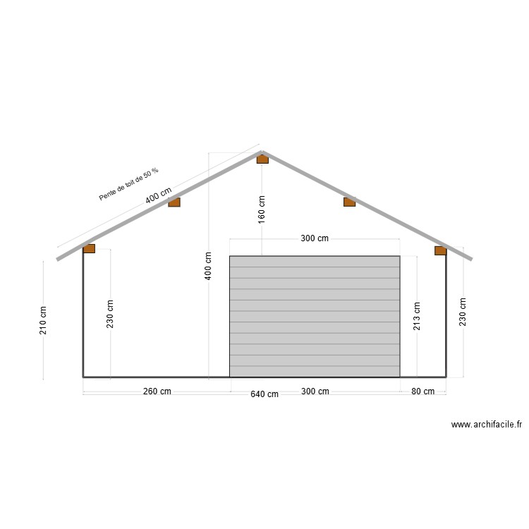 Garage Façade EST avec 50. Plan de 0 pièce et 0 m2