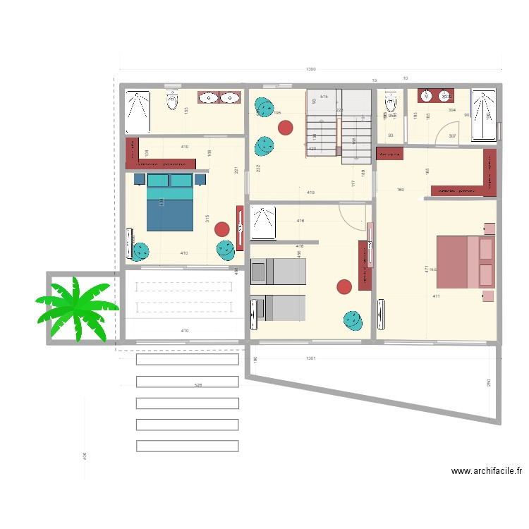 villa 3 étage. Plan de 4 pièces et 85 m2