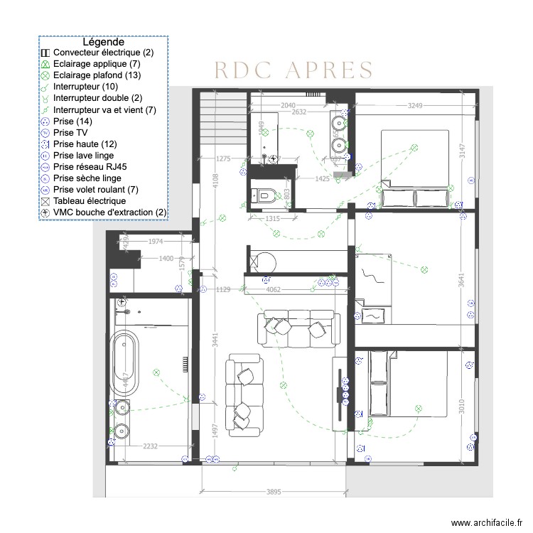 Plan électrique Romain et Laure RDC V4. Plan de 0 pièce et 0 m2