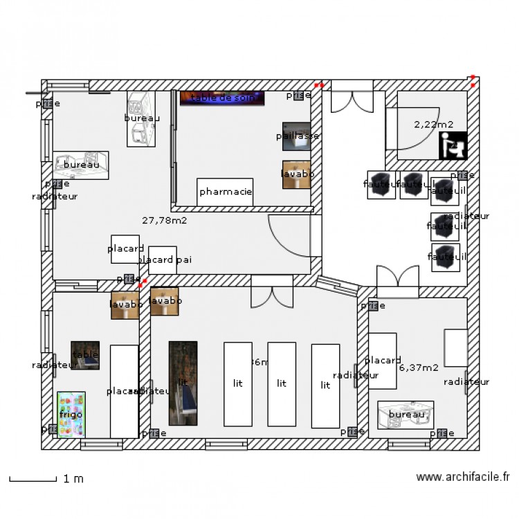 infirmerie. Plan de 0 pièce et 0 m2