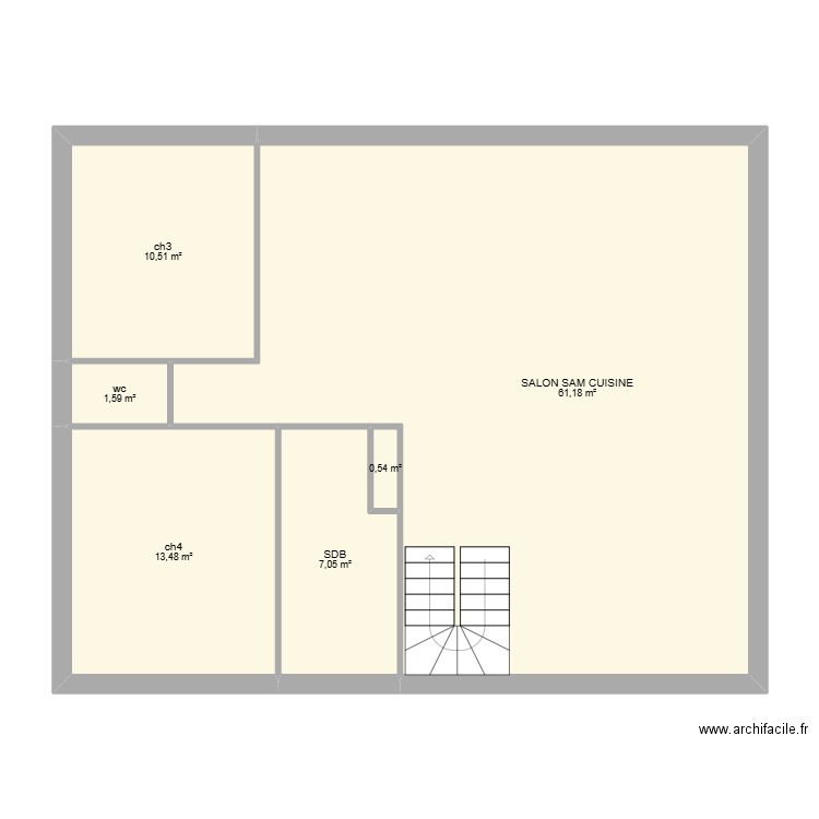 ETAGE RICHARD NICOLAS. Plan de 6 pièces et 94 m2