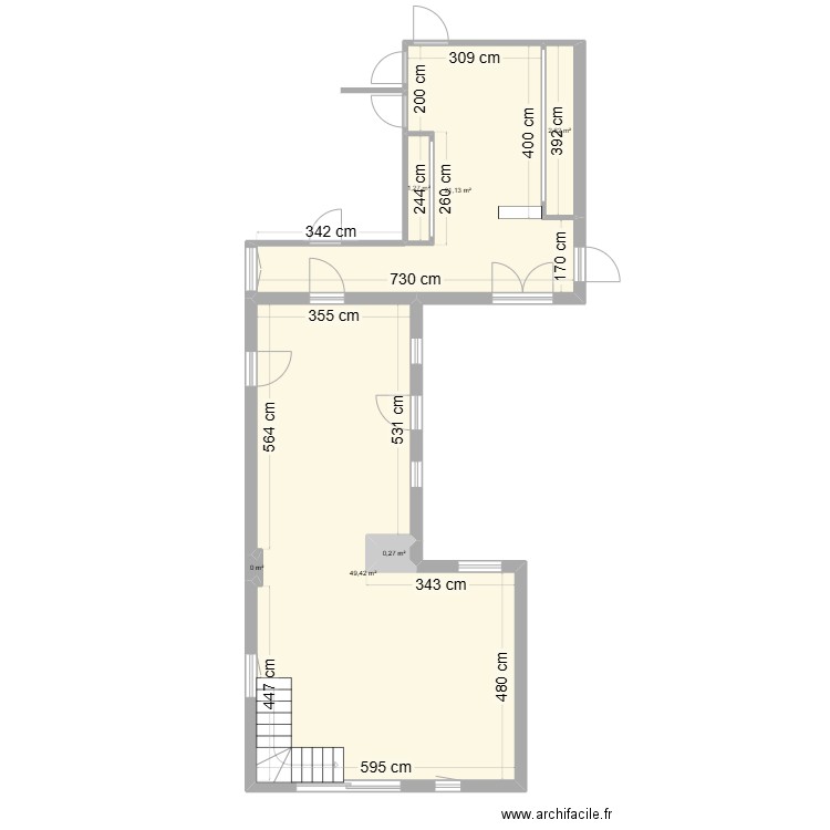 Entree. Plan de 6 pièces et 75 m2