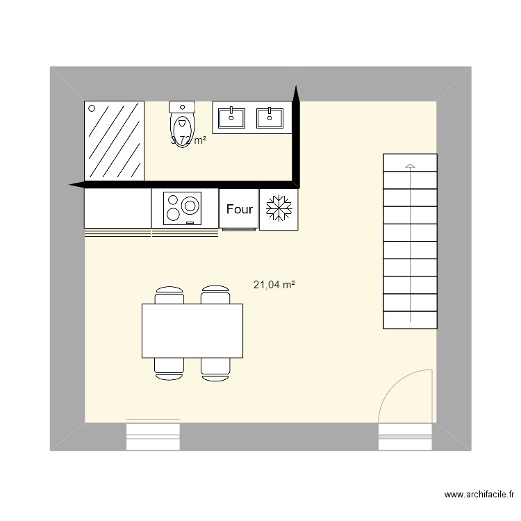 Cabanon V1. Plan de 5 pièces et 52 m2