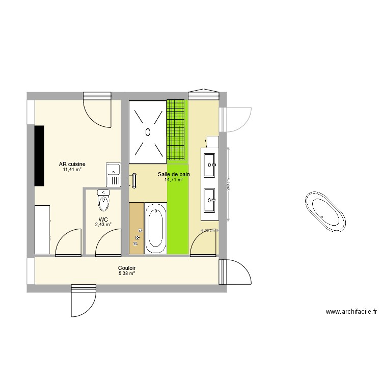 AR cuisine et SDB. Plan de 0 pièce et 0 m2