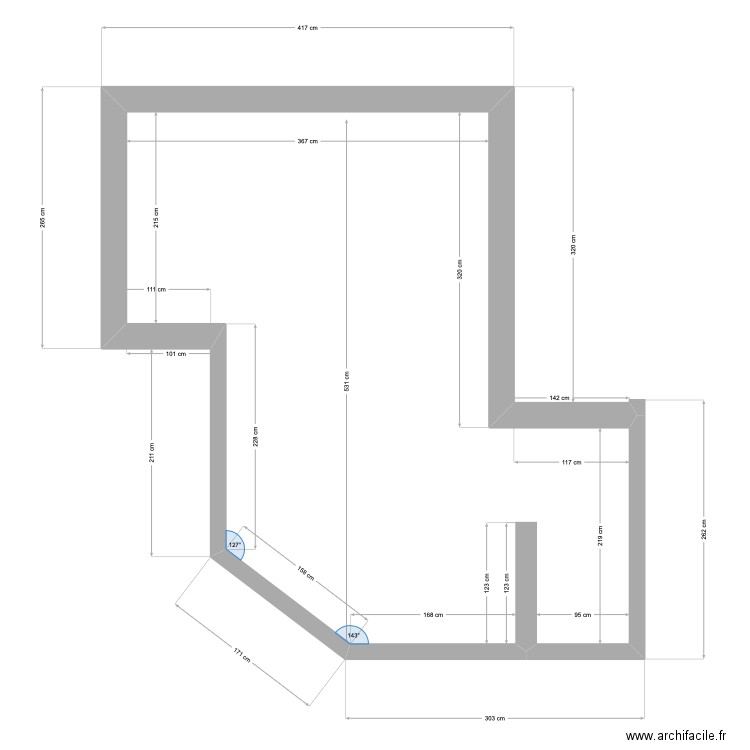 roussel. Plan de 1 pièce et 19 m2