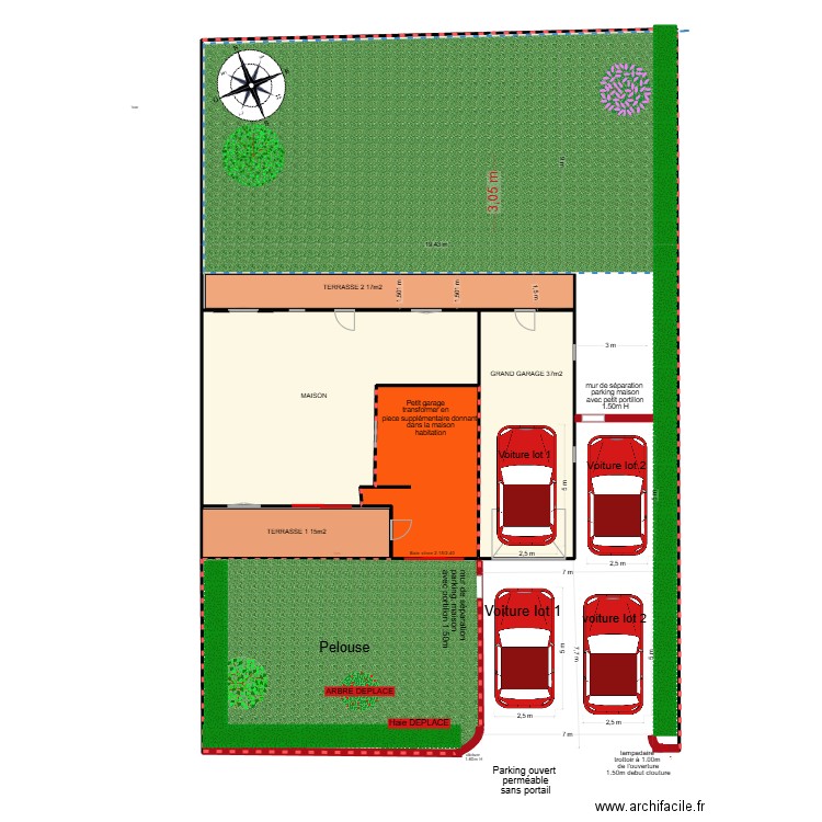 solution parking. Plan de 5 pièces et 175 m2