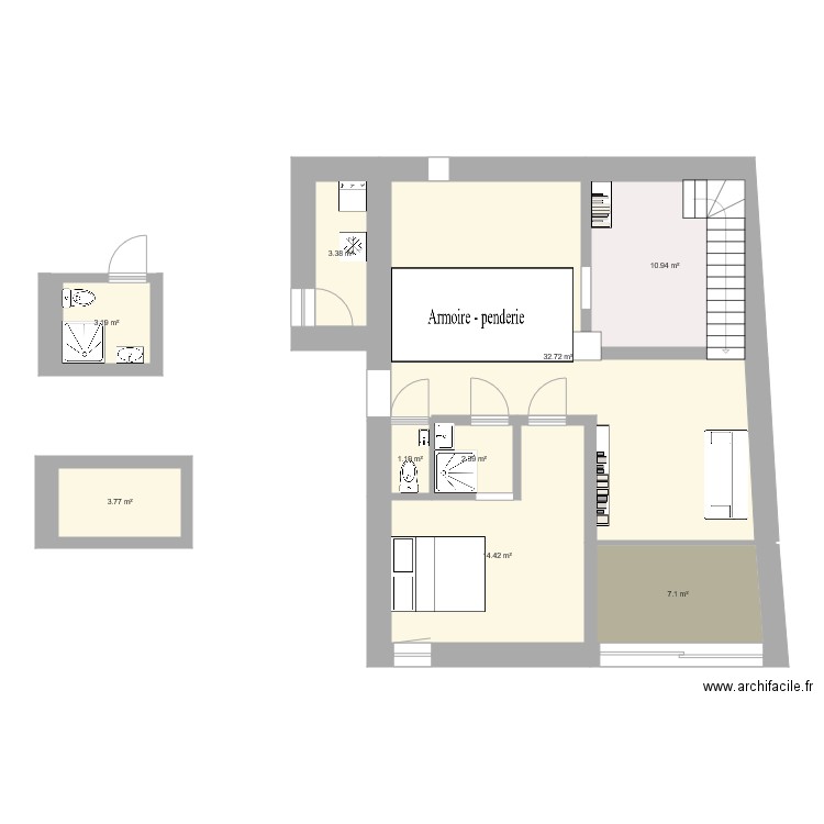 1er etage. Plan de 0 pièce et 0 m2