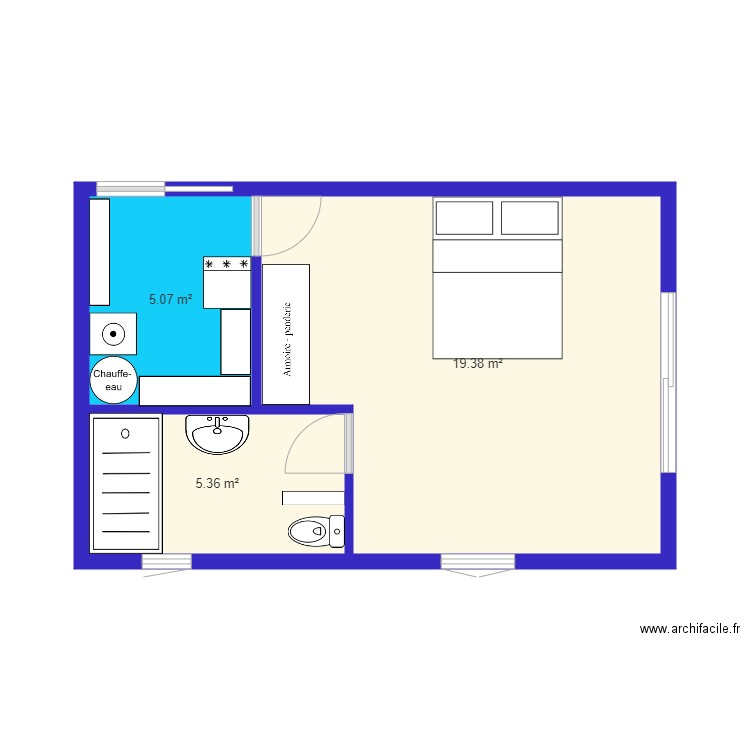 studio. Plan de 0 pièce et 0 m2