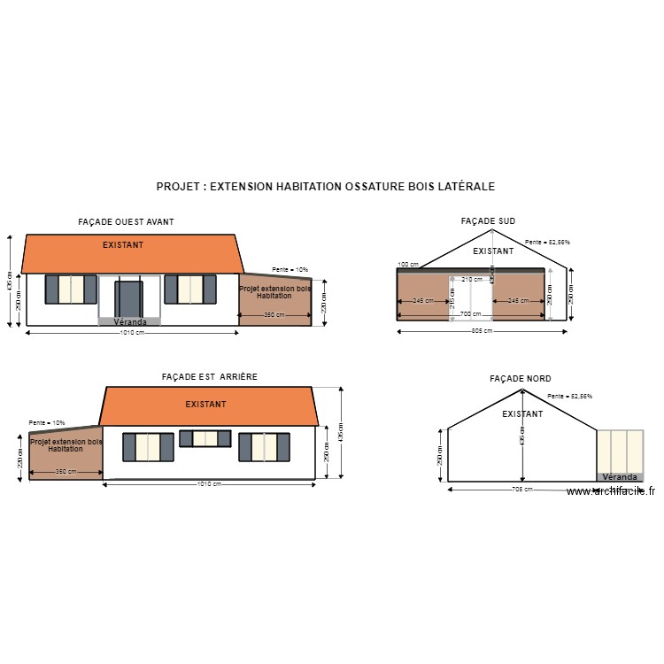 PLAN FAÇADE ET TOITURE AVANT. Plan de 0 pièce et 0 m2