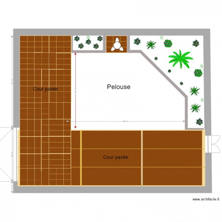 Cour pavée. Plan de 0 pièce et 0 m2