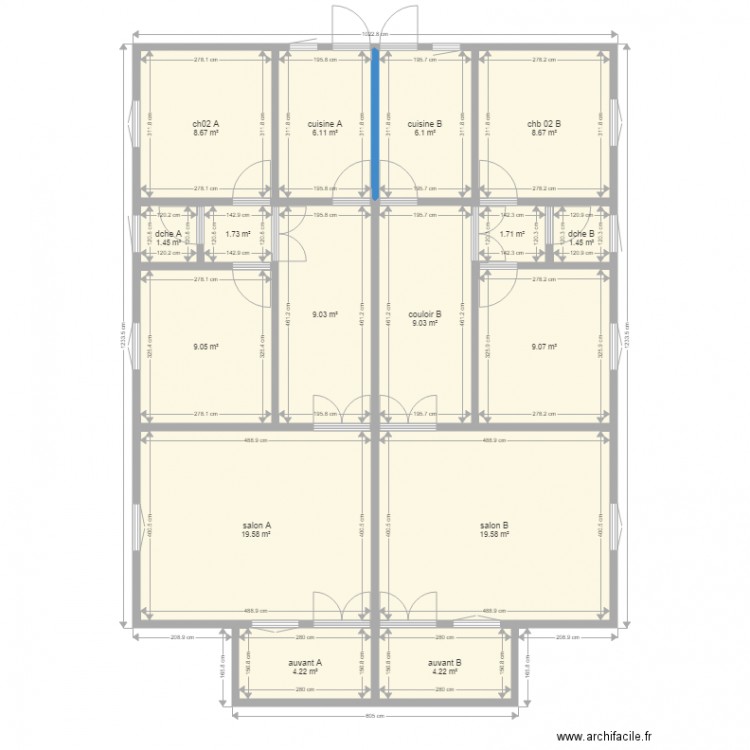 Villa jumélées. Plan de 0 pièce et 0 m2