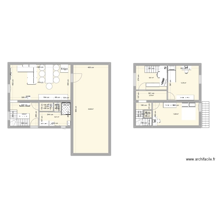 Champoulet. Plan de 12 pièces et 130 m2