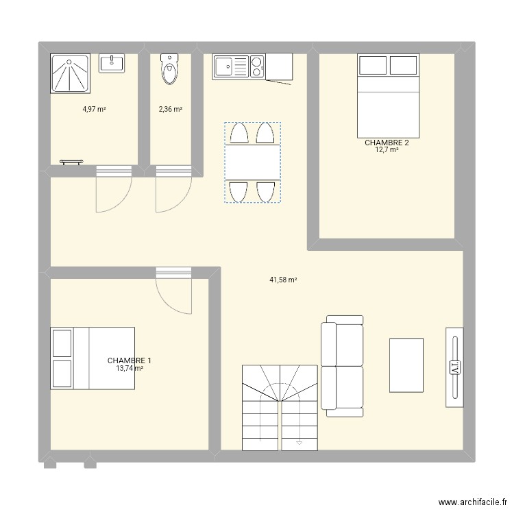 IGOHO ZEPHIR R+2. Plan de 5 pièces et 75 m2