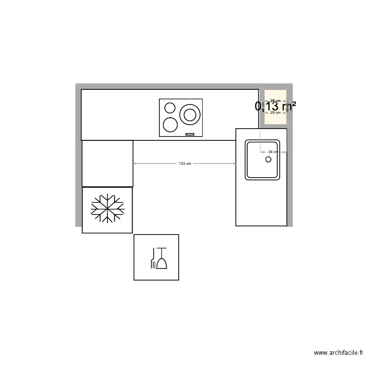 cuisine. Plan de 1 pièce et 0 m2