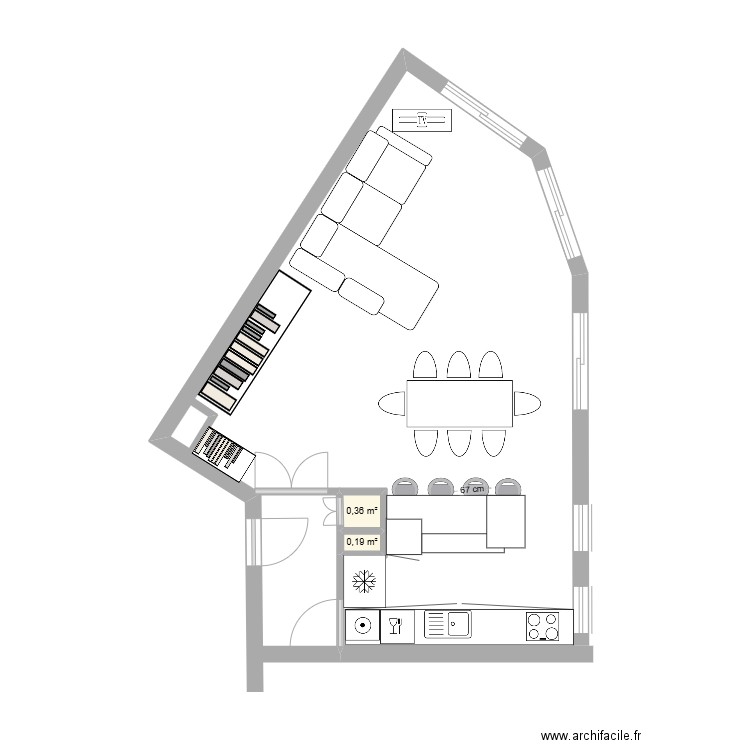 LS Niveau 1 Origine V3 Bar. Plan de 2 pièces et 1 m2