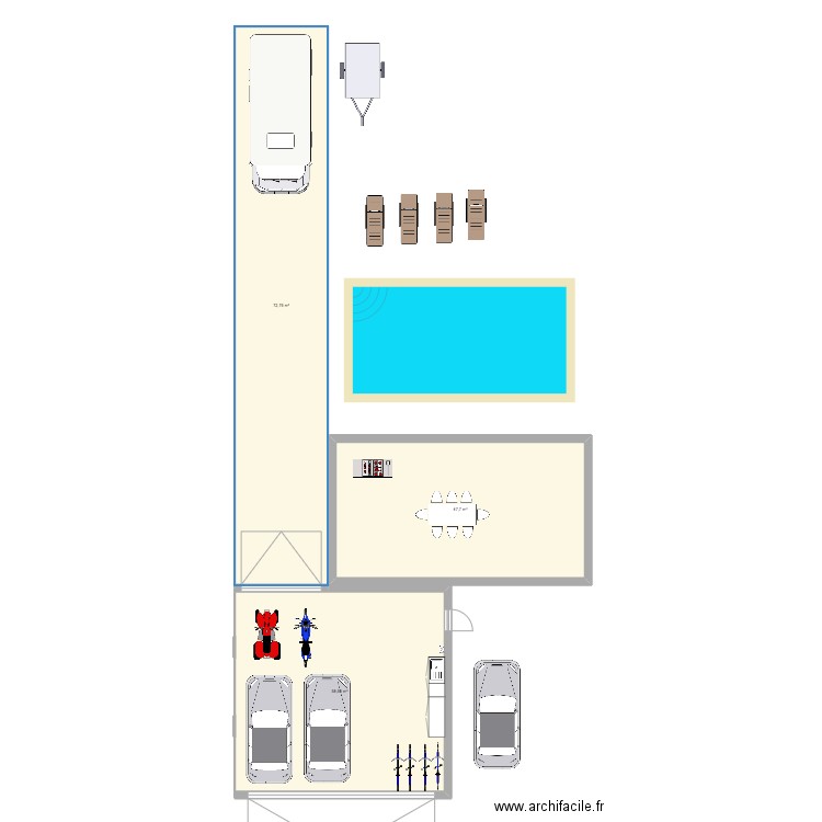 GARAGE. Plan de 3 pièces et 179 m2