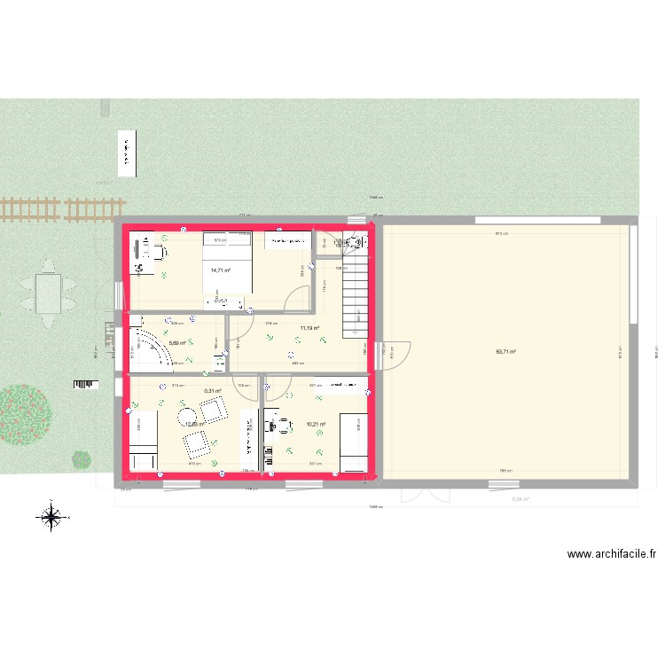 plan interieur avec epaisseur 20 cm isolation. Plan de 0 pièce et 0 m2