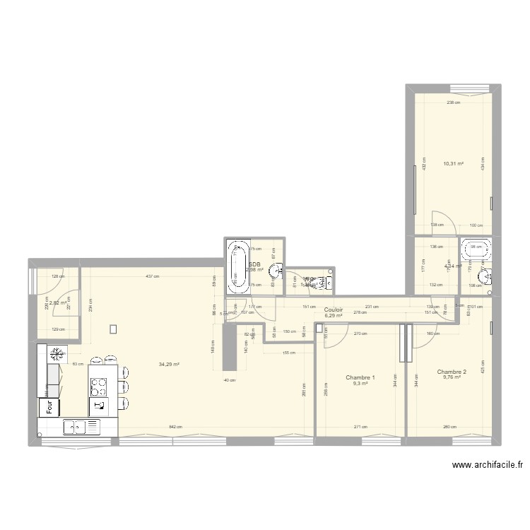 02 Boulogne plan projet. Plan de 9 pièces et 81 m2