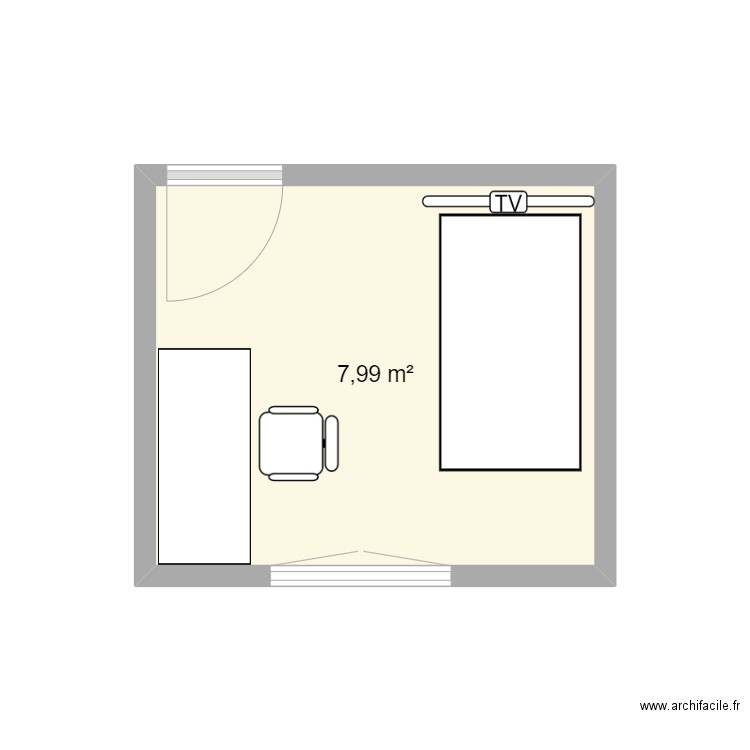 Bureau avec Simu. Plan de 1 pièce et 8 m2