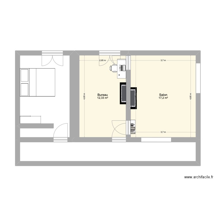 Projet. Plan de 2 pièces et 30 m2