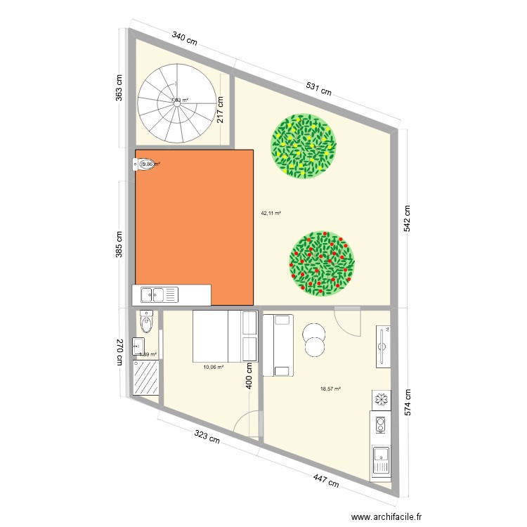 etage 1,2 et rooftop kitambo. Plan de 23 pièces et 235 m2