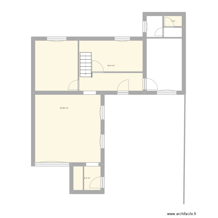 viroflay etage2. Plan de 4 pièces et 55 m2