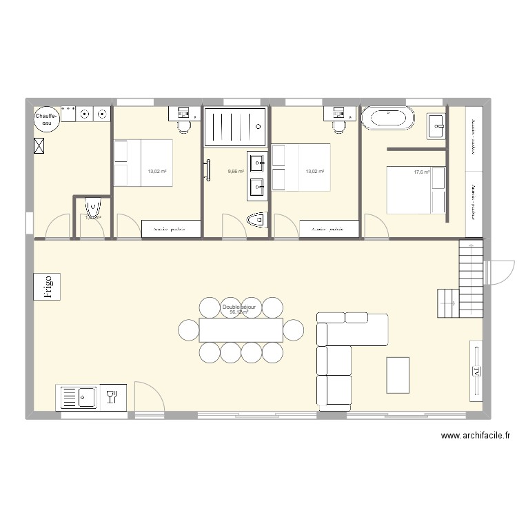 ronel. Plan de 6 pièces et 151 m2