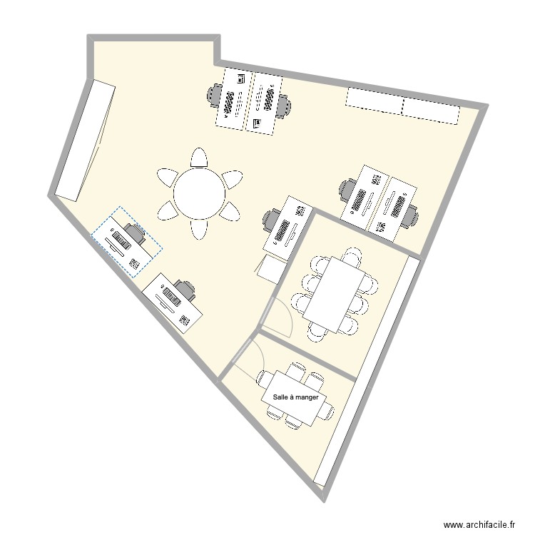 Bureau partagé Sidi Brahim. Plan de 3 pièces et 74 m2