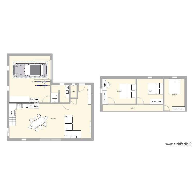 maison2. Plan de 7 pièces et 120 m2