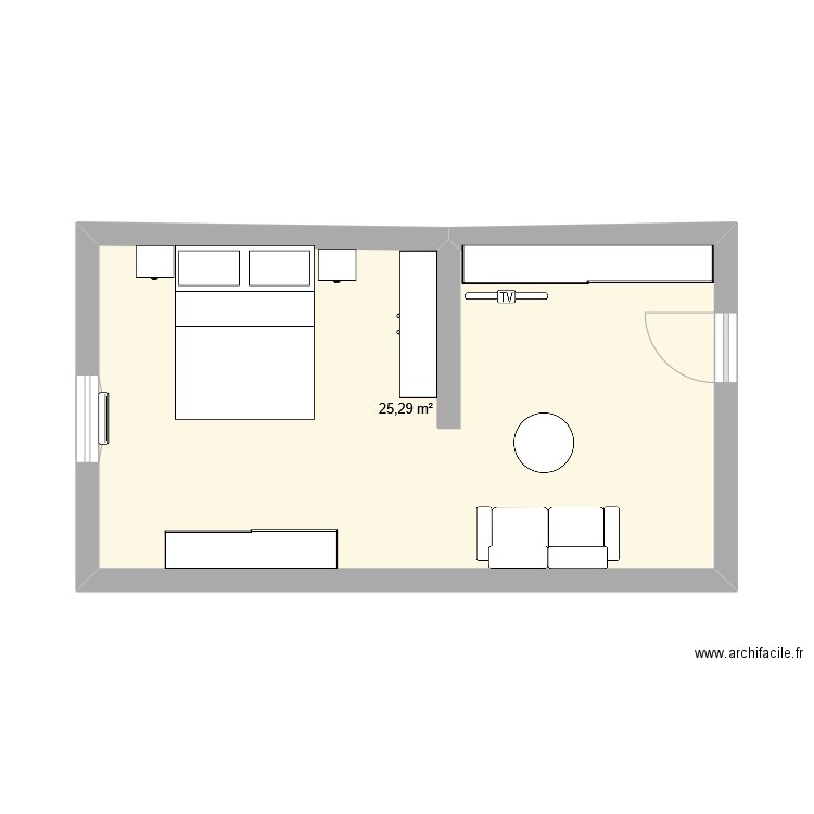 Plan2. Plan de 1 pièce et 25 m2