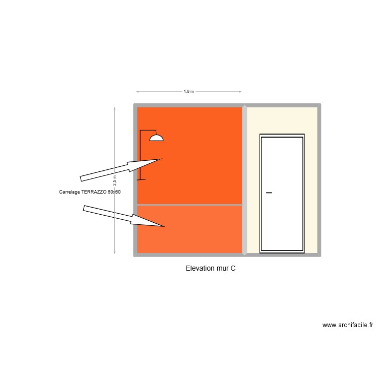 Elévation mur C 2. Plan de 3 pièces et 8 m2