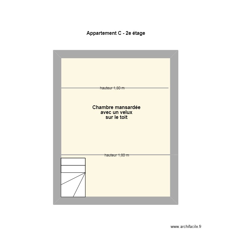 Appartement C - 2e étage. Plan de 1 pièce et 16 m2