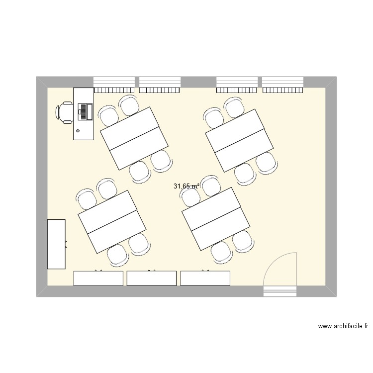 classeee. Plan de 1 pièce et 32 m2