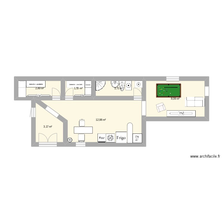 Maths . Plan de 6 pièces et 31 m2