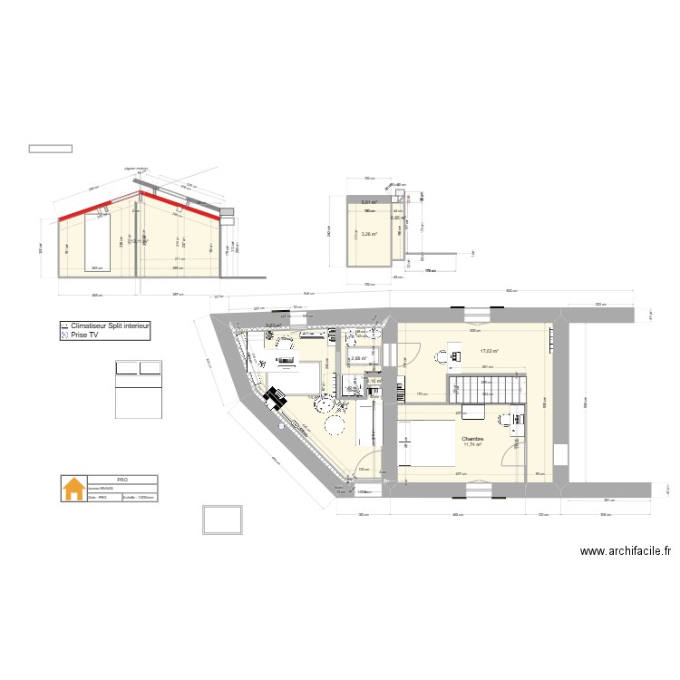 bureau 2. Plan de 11 pièces et 63 m2