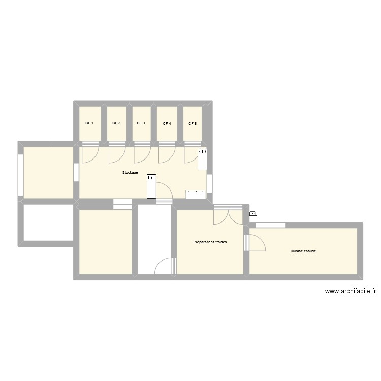 Cuisine 1. Plan de 10 pièces et 60 m2