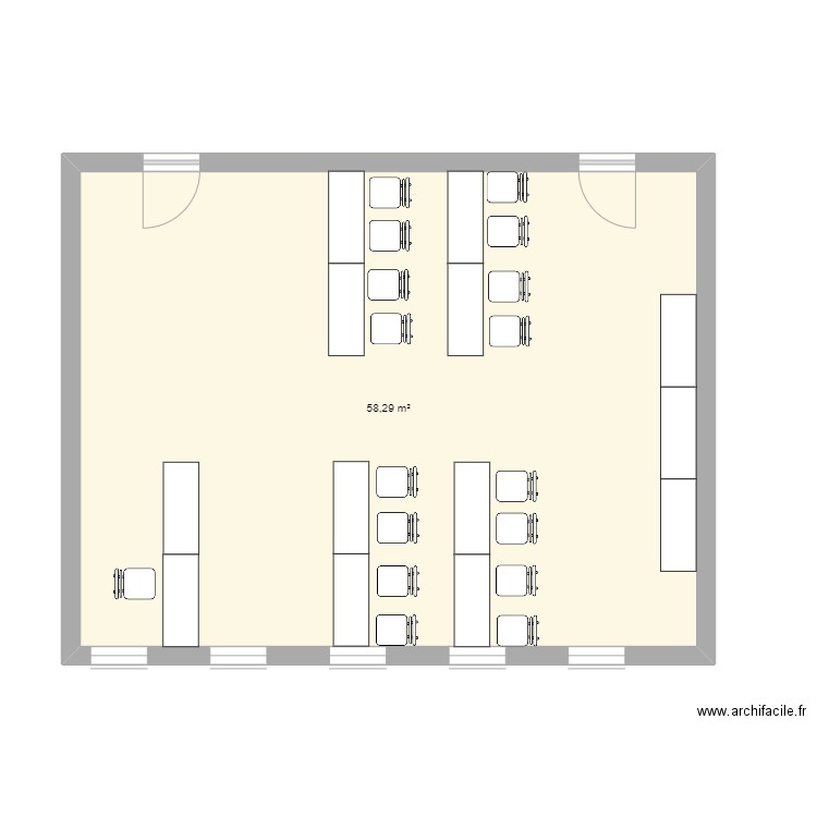 salle 109 projet réseau. Plan de 1 pièce et 58 m2