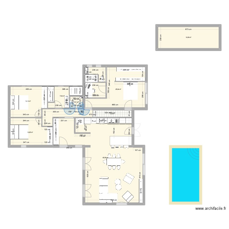 salvy. Plan de 20 pièces et 296 m2