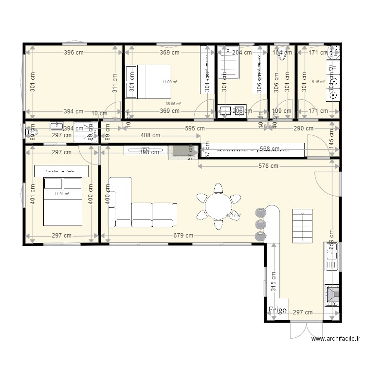 maison david. Plan de 5 pièces et 109 m2