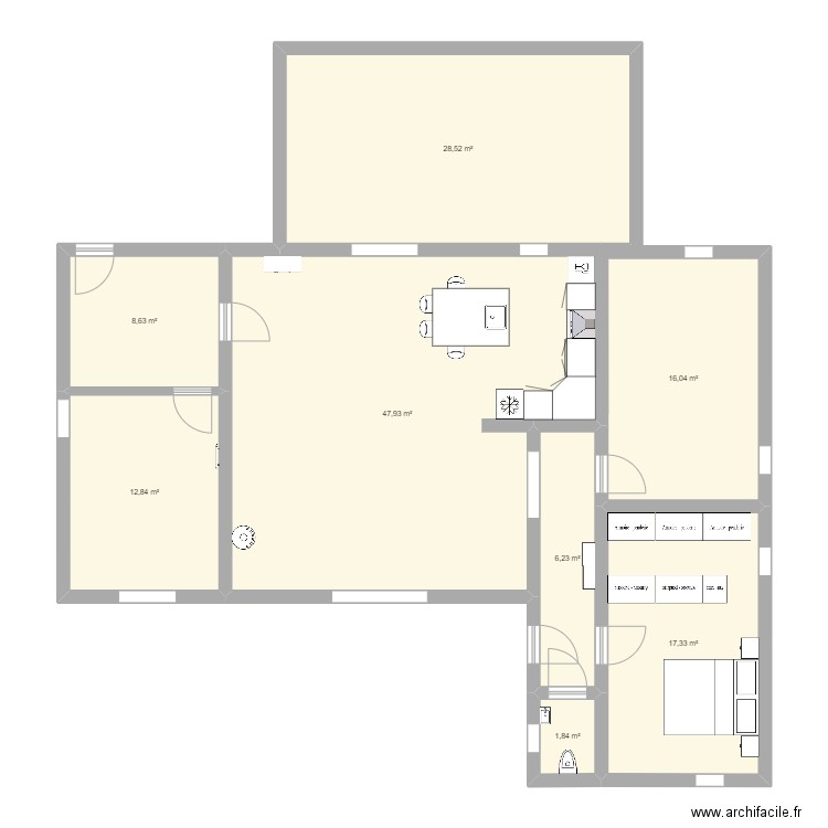 Plan maison initial Marcinelle. Plan de 8 pièces et 139 m2