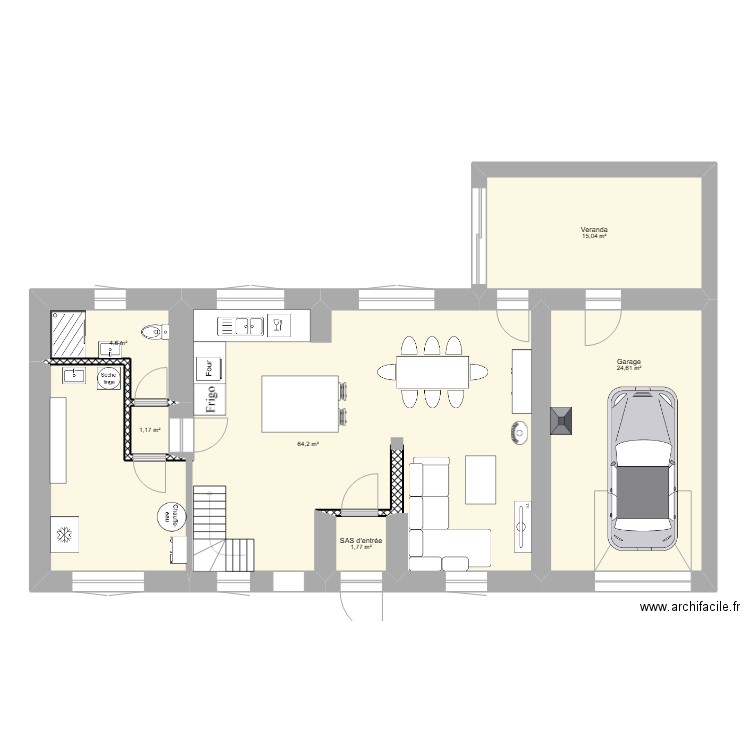 Idée RDC Parette k. Plan de 7 pièces et 110 m2