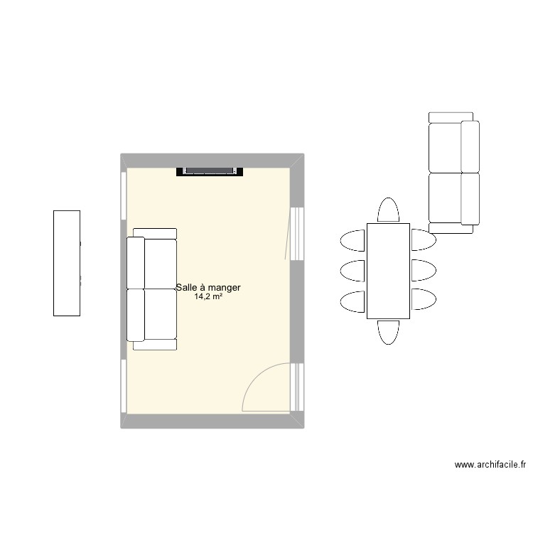 Petite pièce bas. Plan de 1 pièce et 14 m2