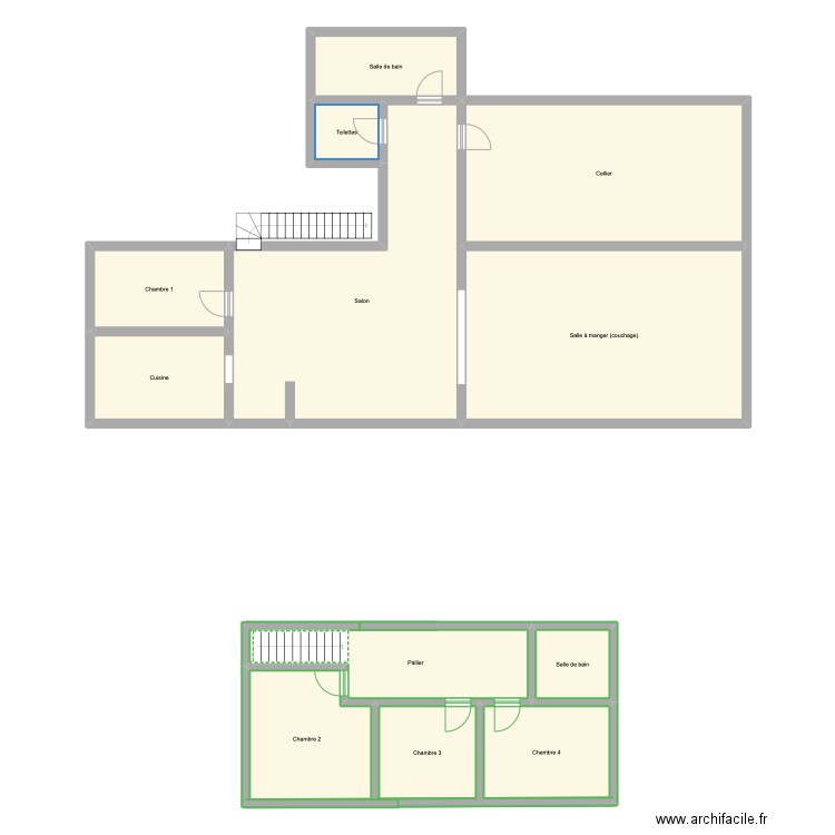 Maison Parents. Plan de 21 pièces et 390 m2