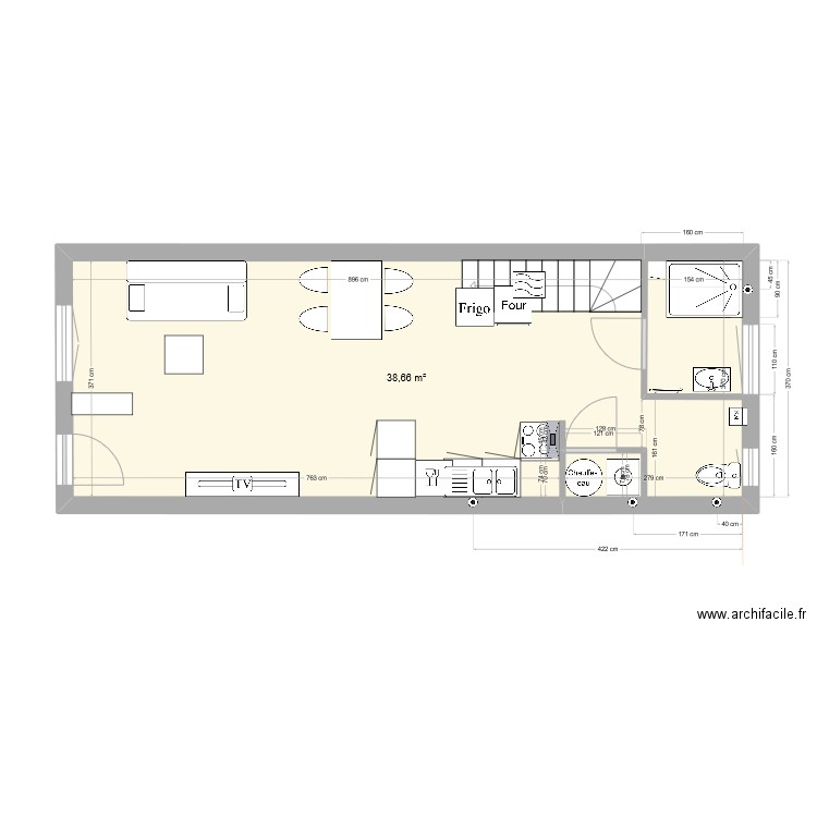 PLAN CEDRIC V3. Plan de 1 pièce et 39 m2