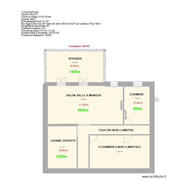 GILLOT. Plan de 5 pièces et 118 m2