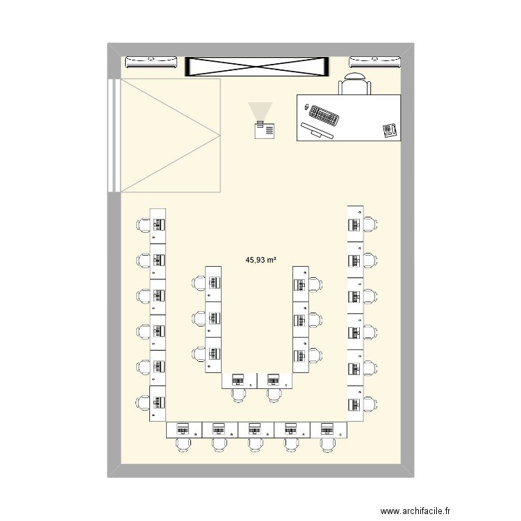 salle  renover . Plan de 1 pièce et 46 m2