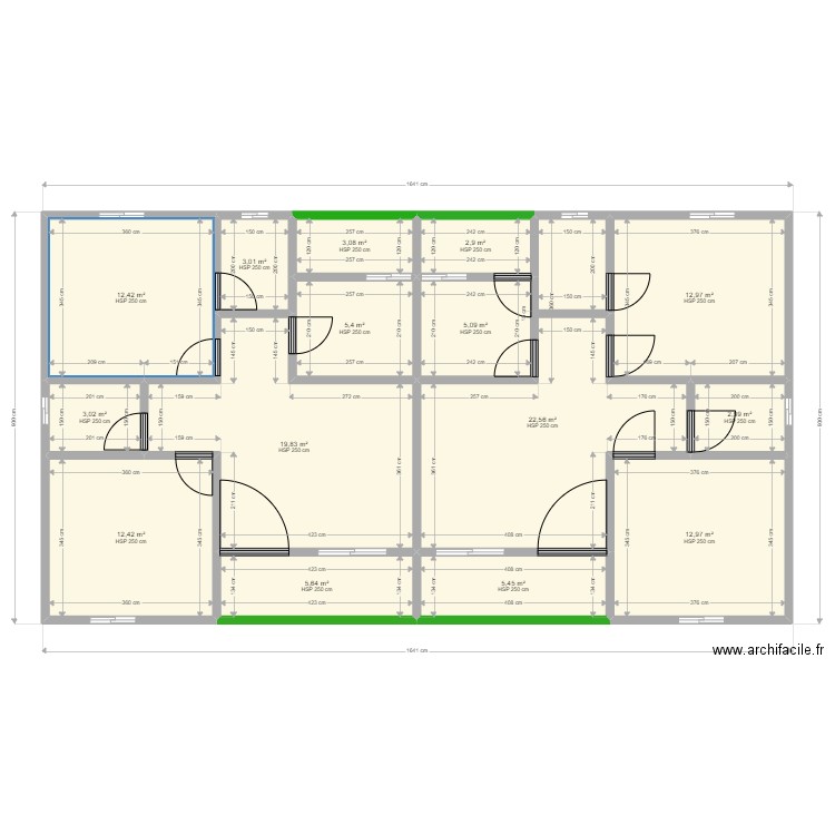 EDDIE. Plan de 15 pièces et 130 m2