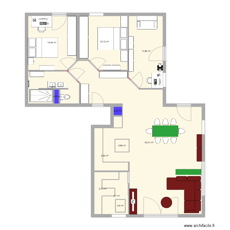 Bischwiller1. Plan de 12 pièces et 112 m2